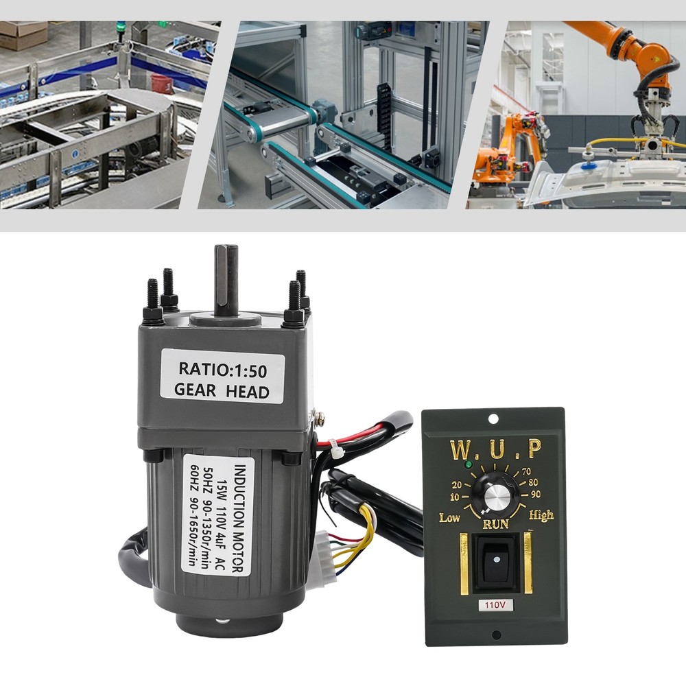 Variable Speed High Torque Gear Motor AC Electric Motor Controller 1:50 27 RPM