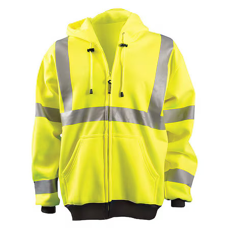 Occunomix Lux-Hzswt-Y3x Unisex Hooded Sweatshirt, Polyester, Zipper, Yellow, 3Xl