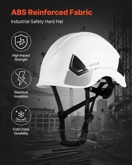 VEVOR Construction Safety Helmet Vented Class C White Safety Hardhat Men & Women