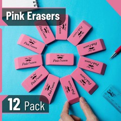 Mr. Pen Pink Pencil Erasers Bulk 12 Pack Large Latex Free Block Art School