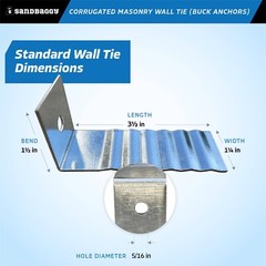 Sandbaggy Corrugated Masonry Wall Tie – Buck Anchor – 16 Ga (Hot Dip Galvanized)