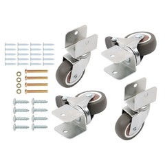 4 Set 2 Inch U-Shaped Bracket Furniture Casters 360-Degree Grey Wheels