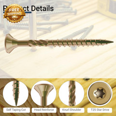 Deck Screws 3 Inch, #10 X 3, 5Lb, Rust Resistant, Brown Epoxy Coated
