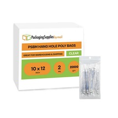 2000 Pcs 2 Mil 10″ x 12″ Reclosable Clear Bag with Hang Hole Water-Resistant
