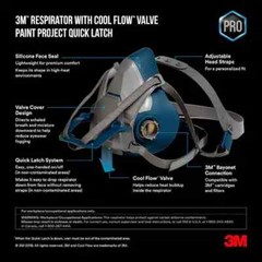 3M QUICK LATCH HALF FACE REUSABLE RESPIRATOR FACEPIECE MASK W/ CARTRIDGE OPTION