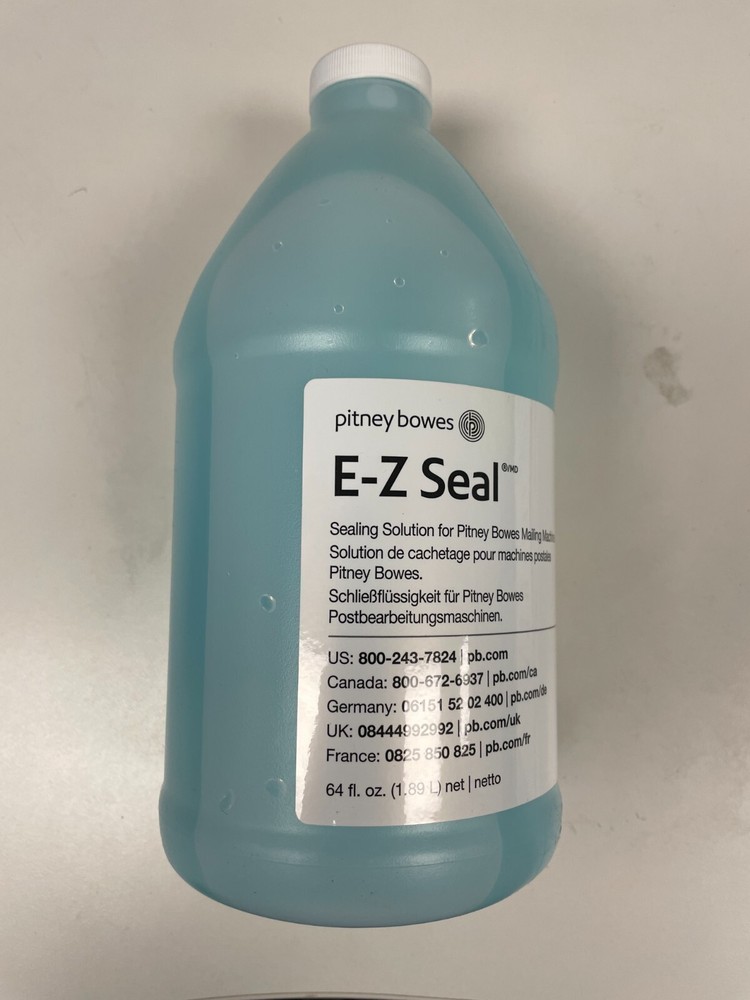 64 FL. OZ PITNEY BOWES E-Z SEAL SOLUTION BOTTLE 608-0 GENUINE/ NEW / SEALED