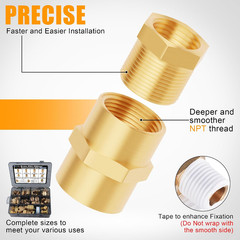 92PCS Brass Pipe Fittings Assortment Kit NPT Adapter,Hex Nipple,Reducer Bushing,