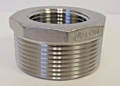 New 304 Stainless Steel 1-1/2” MNPT X 1” FNPT Reducing Bushing Class 150