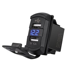 Automotive USB Car Charger LED Digital Voltmeter Voltage Gauge Ammeter Panel 12v
