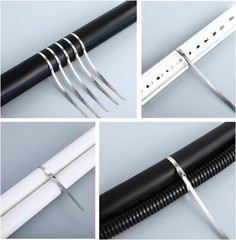 100PCS Metal Zip Ties Stainless Steel Heavy Duty Self-Locking Cable Ties Lock US