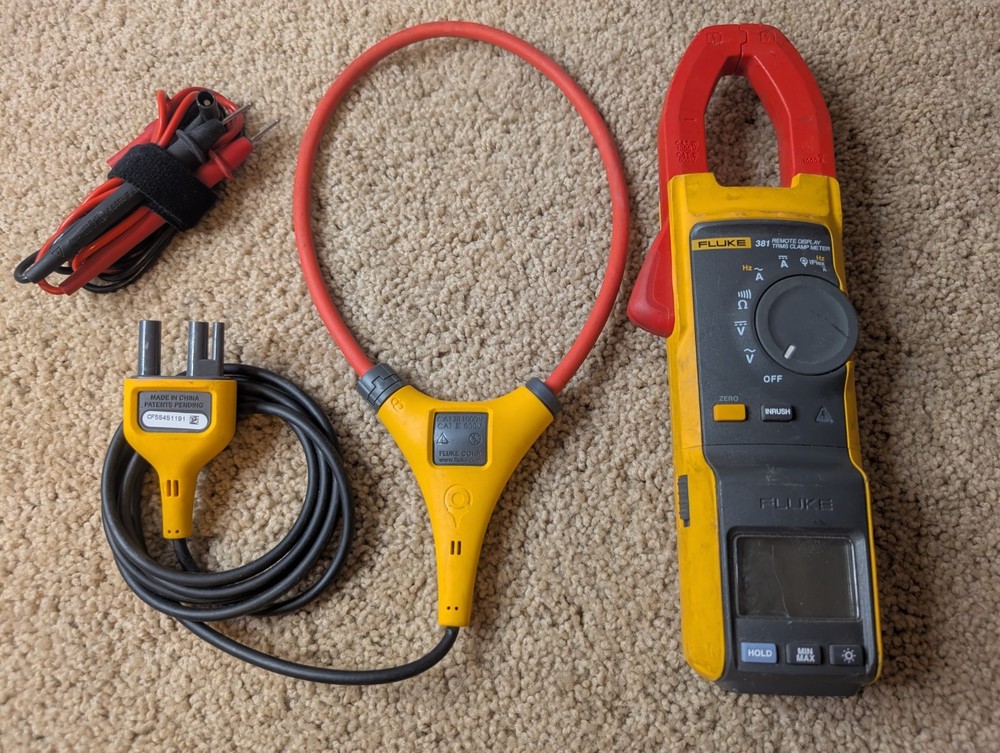 Fluke 381 Remote Display True RMS AC/DC Clamp Meter with iFlex 2500A Used WORKS