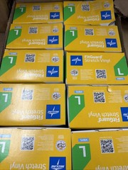 10 Boxes (150 Gloves each) Medline FitGuard FG1503 Stretch Vinyl Exam Gloves L