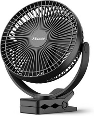 Koonie 10000mAh Clip on Fan 8 Inch Rechargeable for Desk Camping Black