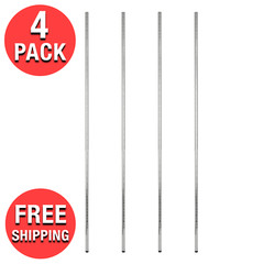 (4-Pack) Chrome Shelving Post Metal Wire 74″ with Adjustable Footing (Post Only)