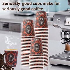8oz Disposable Paper Cups Coffee Bean Design for Cold/Hot Drinking 50-1000 Pack