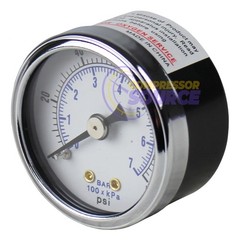 1/8″ NPT Air Pressure Gauge 0-100 PSI Back Mount 1.5″ Face Black Steel Case