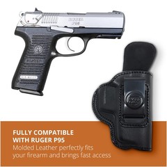 Black Leather Inside The Waistband Holster. Right Hand IWB Concealed Gun Hols…