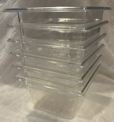 6 Each True Clear Food Pan 1/6 Size 4” Deep NSF Commercial Prep Polycarbonate
