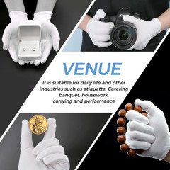 3 Pairs White Cotton Work Gloves PPE Inspection Moisturizing Eczema Men Women