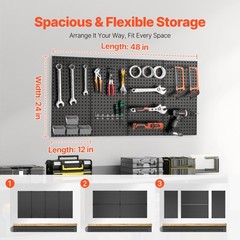 VEVOR Metal Pegboard Panels 2/3/4 Pcs 24×12/32×16″ Wall Organizer Tool Storage