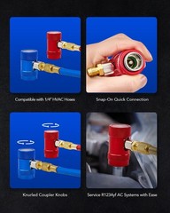 R1234yf Adapter Kit – Quick Couplers, Self-Sealing Can Tap, Durable Brass, Leak-