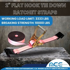 Heavy Duty 2″ x 30′ Ratchet Strap w/Flat Hook for Flatbed Truck Trailer Tie Down