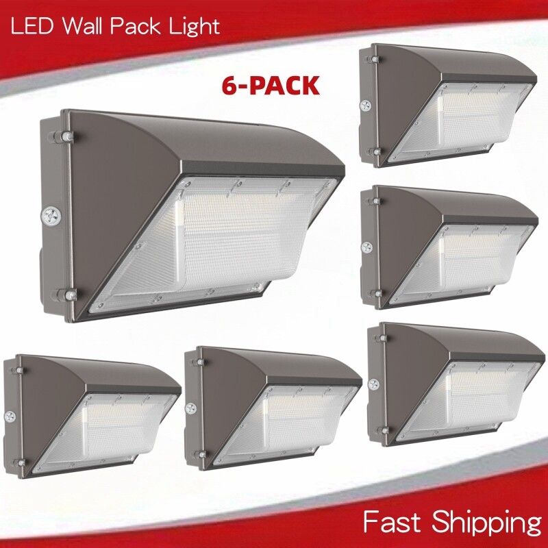 6PACK 125W LED Street Wall Pack Light Dusk to Dawn Sensor Outdoor Garden IP65