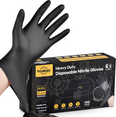 Heavy-Duty Black Disposable Nitrile Gloves, Box of 100, 6-Mil, Fully Textured…