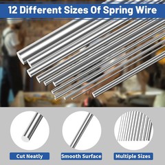 Glarks 104Pcs Stainless Steel Spring Wire Assortment Kit – Diameter 0.3-3mm, Len