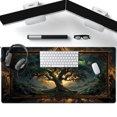 Mystical Green Tree Large Gaming Mouse 31.5L x 15.7W inches, Sky