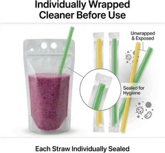 200 Drink Pouches with Straws – Reclosable for Parties