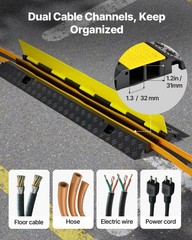VEVOR Cable Protector Ramp Rubber Cord Cover 22000 lbs/axle Capacity 2 Channel