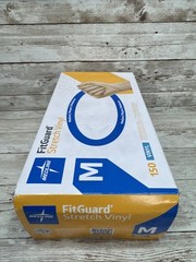 MEDLINE FITGUARD ES Stretch Vinyl Exam Gloves *1 Box* Size: MEDIUM *Manf: 02/24*