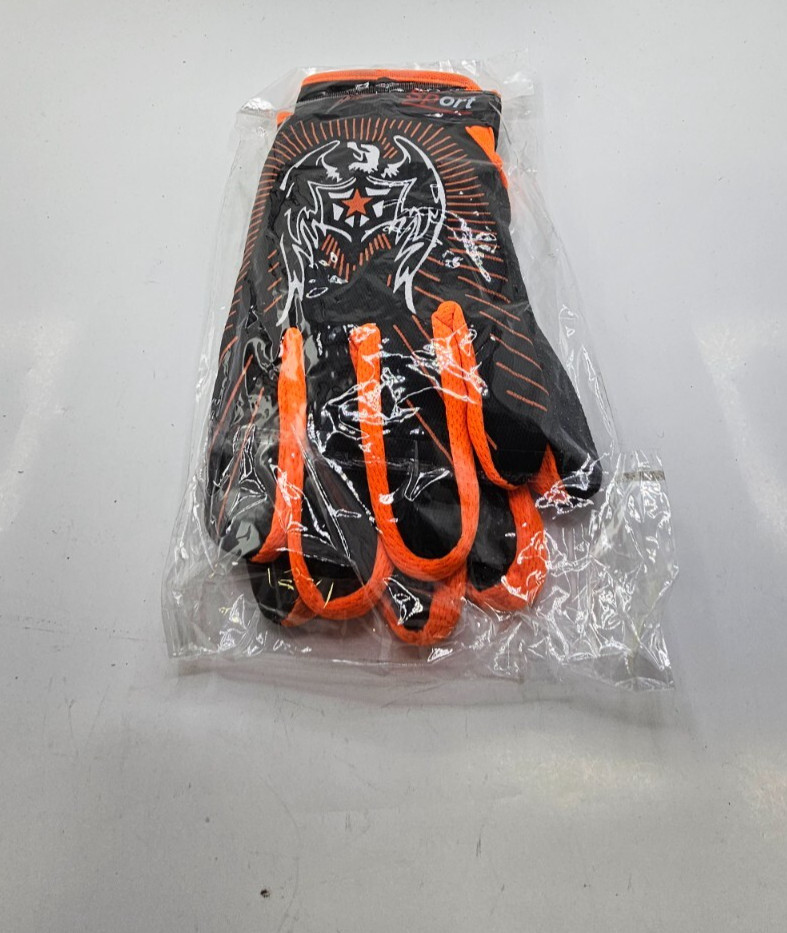 (2 PAIRS) Sports Cycling Bike Gloves Padded Full Finger Black/Orange