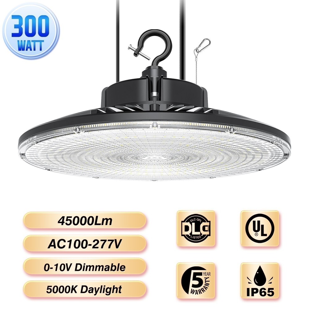 300W UFO Led High Bay Light Industrial Warehouse Lighting 45000LM Dimmable 5000K