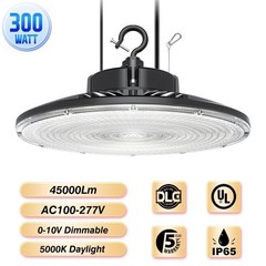 300W UFO Led High Bay Light Industrial Warehouse Lighting 45000LM Dimmable 5000K