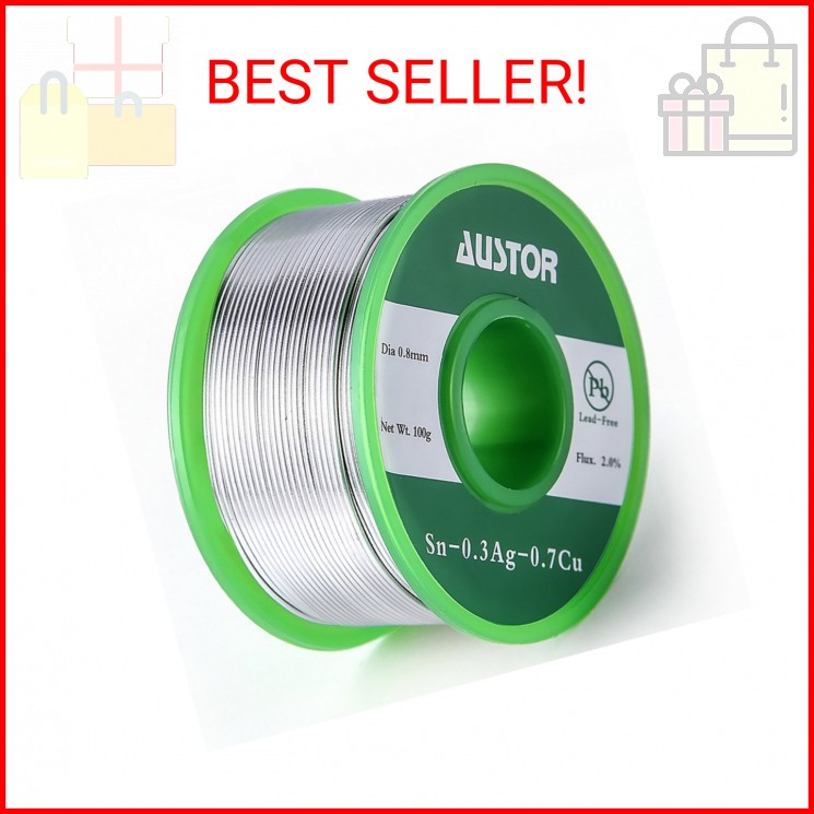 AUSTOR 0.8mm Lead Free Solder Wire with Rosin Core, 100g