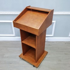 Deluxe Podium Wood Lectern Church Pulpit Wheels Political Debate Event Funeral