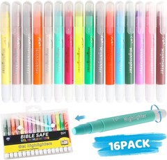 16 Pack No Bleed Bible Highlighters Gel Pens Assorted Colors Chisel Tip Set