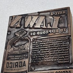 Vintage Letter Press Block Stamp Ink Print Type Advertising Wood Copper LAWN Bag