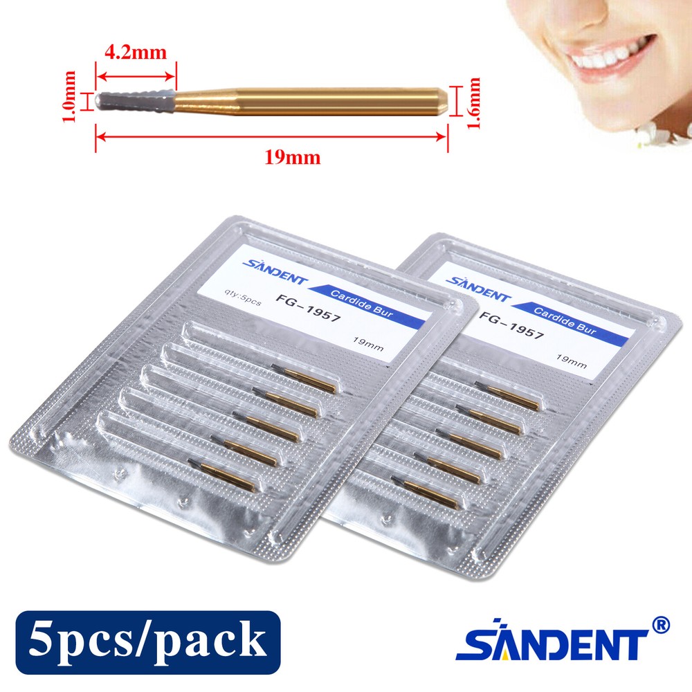 5 Pcs/Box Dental FG-1957 High Speed Tungsten Steel Carbide Crown Cutting Burs DL