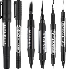 Blulu 6 Pcs Black Permanent Markers Variety Pack Double Sided Permanent Marker P