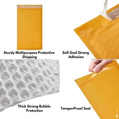 100 PC #5 10.5×16 Kraft Bubble Envelopes Yellow Padded Shipping Mailers
