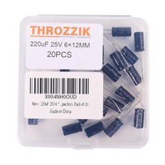 220Uf 25V 6 * 12Mm 20Pcs Electrolytic Capacitor 220 UF MFD 25 Volt 0.24 * 0.47In