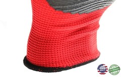 Work Gloves with Nitrile Coated Grip, Pack of 12 Pairs, Multipurpose, Red, AJ