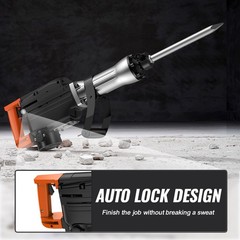 VEVOR Demolition Jack Hammer Concrete Breaker 2200W Hammer 6 Chisel Bits Black