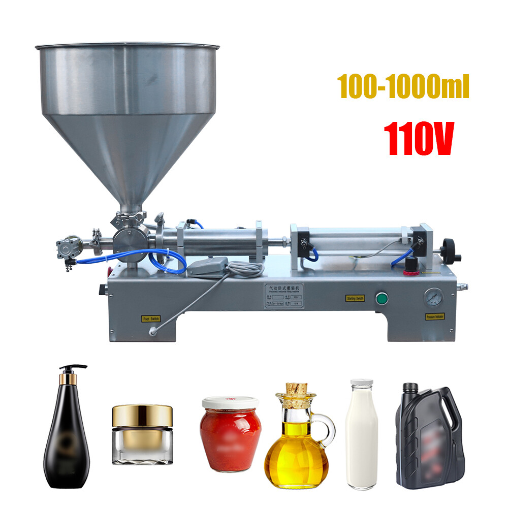 110V Pneumatic Liquid Filling Machine 100-1000ml Liquid Paste Filler US