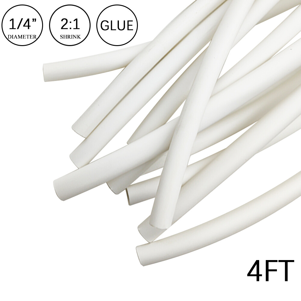 2:1 Heat Shrink Tubing Tube 1/4″ White Glue Waterproof Dual Wall Wires Wrap
