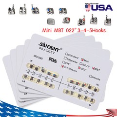 10X Dental Orthodontic Metal Brackets Braces Mini MBT Slot.022 345 Hooks ARCH