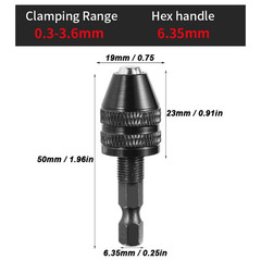 1PC 0.3–8mm Mini Keyless Drill Chuck Adapter: 1/4″ Hex Shank Collet Converter